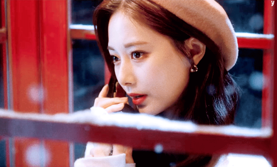 Girl in Telephone Booth with Snow GIF  (tzuyu, 2021).gif